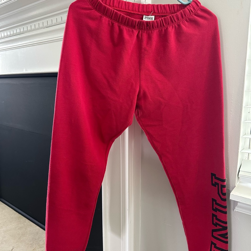 PINK Victoria's Secret Red Joggers with Elastic Waistband